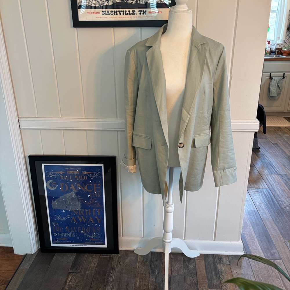 NWT The Tessie Blazer by Maeve: Linen Edition Powdered Sage - Picture 3 of 10